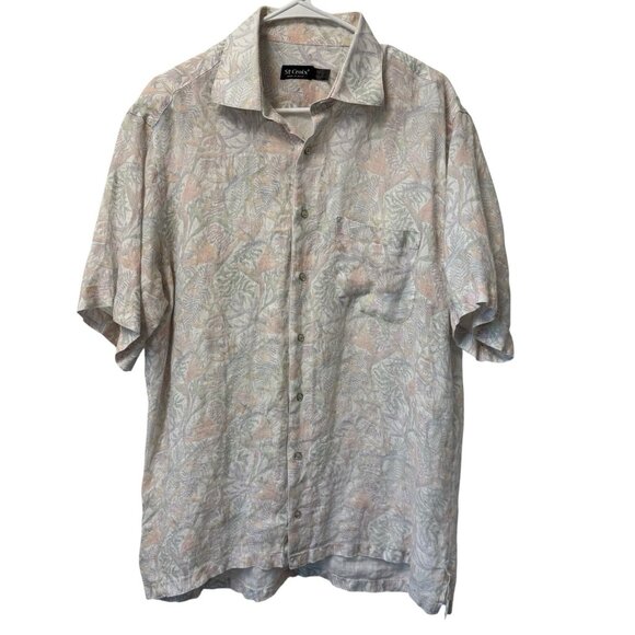 ST. CROIX SHIRT LINEN PASTEL FLORAL MENS XL TRAVEL VACATION BUTTON LIGHTWEIGHT - Picture 1 of 8